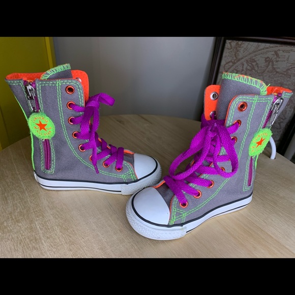 Converse Other - CONVERSE KNEE HIGH LACE UP SNEAKERS BOOTS SHOES TODDLER GRAY PURPLE CHUCK TAYLOR